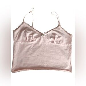 Coquette crop top light pink with bow and lace (like new barely worn)